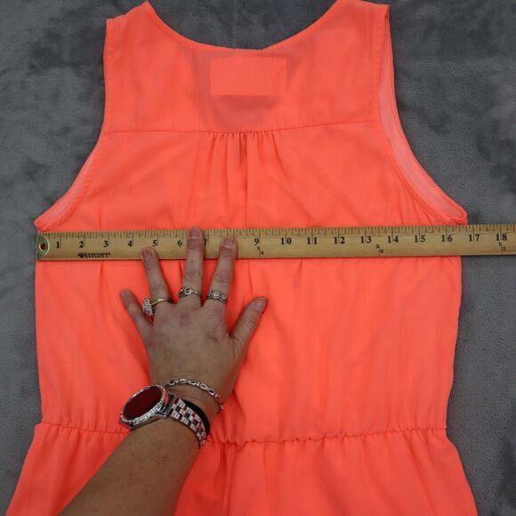 Coco Avante Romper Womens S Orange Sleeveless V Neck Ruffled Hem Casual Outfit - Picture 6 of 16
